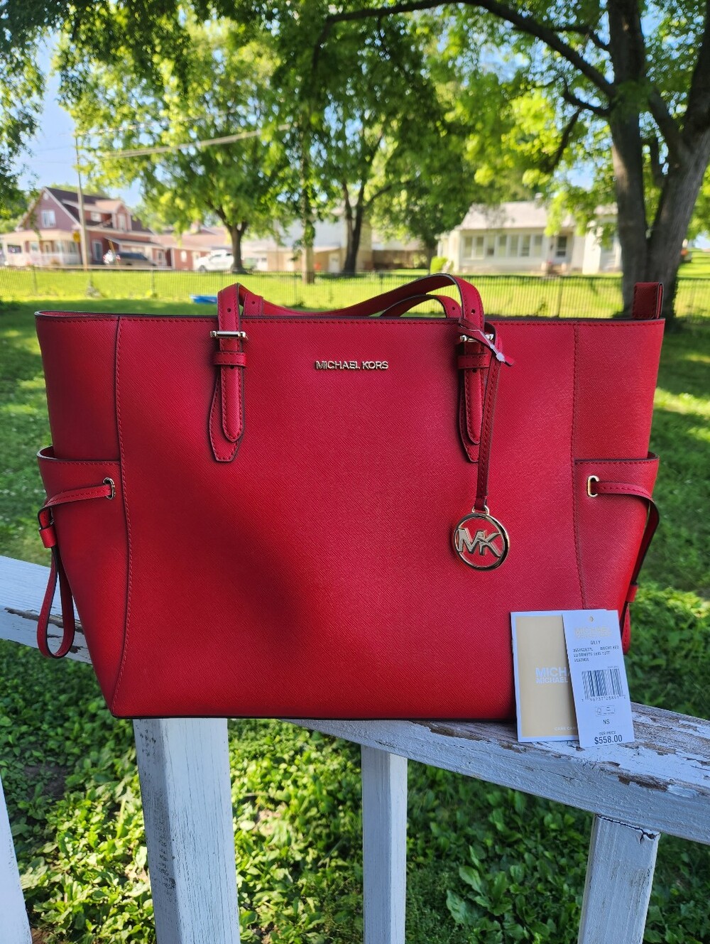 Michael Kors Red Saffiano Leather Tote - Picture 12 of 12